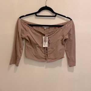 Nude tie-up crop top